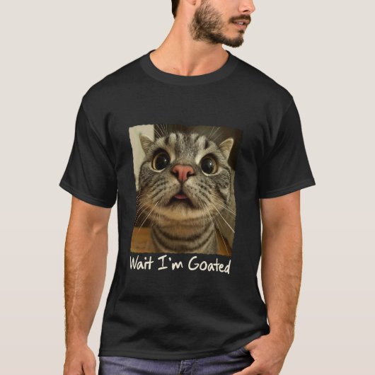 猫のミーム 猫好き 猫人間 楽しい Weircode 待って  Tシャツ (正面)