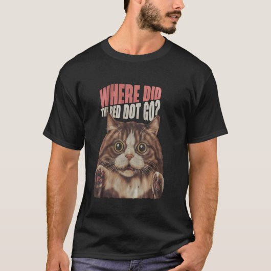 猫のミーム 赤い点 猫好き Tシャツ (正面)