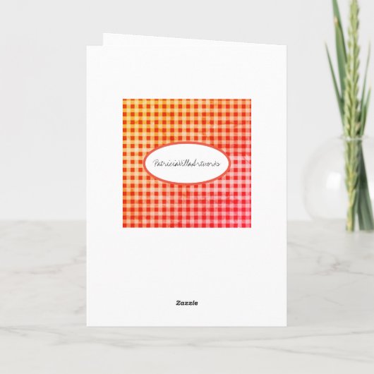 猫のメッセージカードが付いている旧式の台所食器棚 カード (裏面)