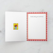 猫のメッセージカードが付いている旧式の台所食器棚 カード (内部)