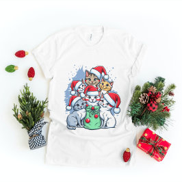 猫のメリークリスマス、ミャオクリスマス、面白いギフト Tシャツ