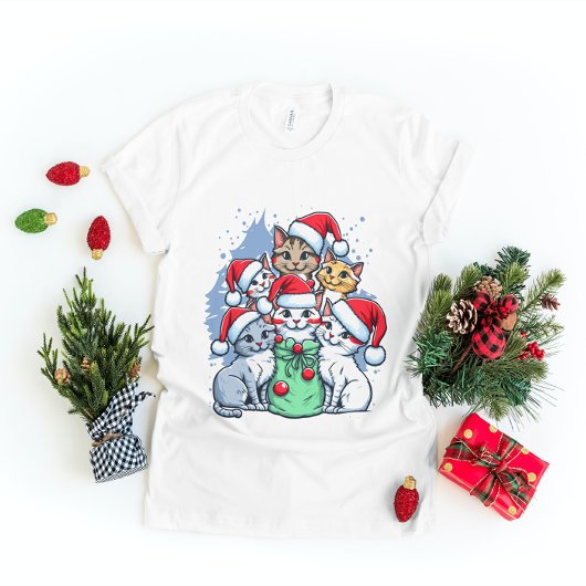 猫のメリークリスマス、ミャオクリスマス、面白いギフト Tシャツ