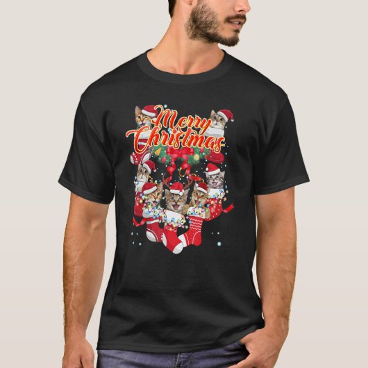 猫のメリークリスマス Tシャツ (正面)