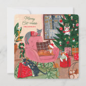 猫のメリー混乱猫クリスマスホリデーカード (正面)
