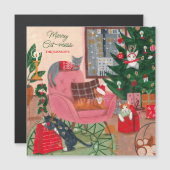 猫のメリー混乱猫クリスマス磁気カード (正面/裏面)