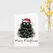 猫のメリー フラフマス 猫好き クリスマス ギフト カード (黄色い花)