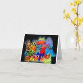 猫のモダンあいさ空白のいカード カード (黄色い花)