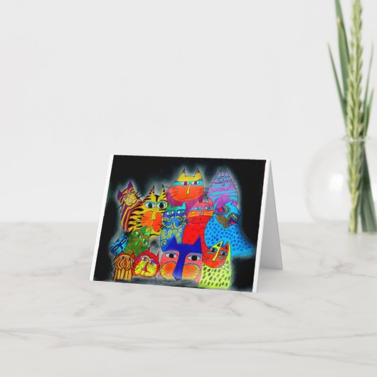 猫のモダンあいさ空白のいカード カード (正面)