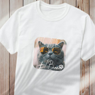 猫のモダン名シンプルクールグランジと写真 Tシャツ