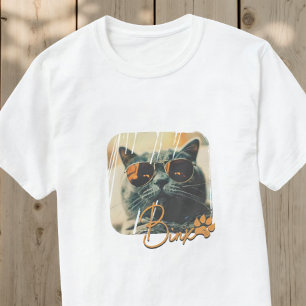 猫のモダン名シンプルクールグランジと写真 Tシャツ