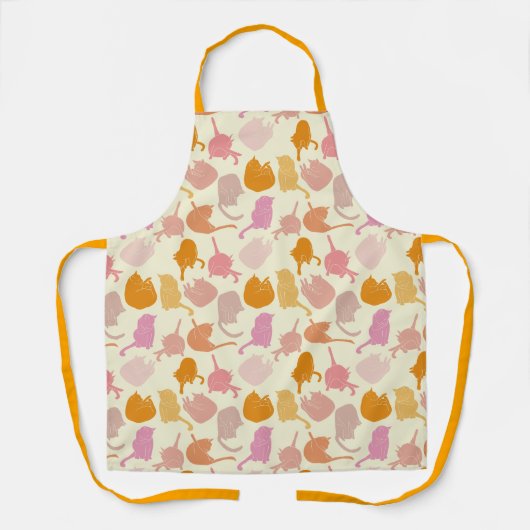 猫のモダン柄 エプロン (正面)