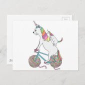 猫のユニコーンが自転車に乗るユニコーンの猫を乗せている ポストカード (正面/裏面)