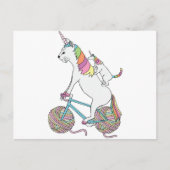 猫のユニコーンが自転車に乗るユニコーンの猫を乗せている ポストカード (正面)