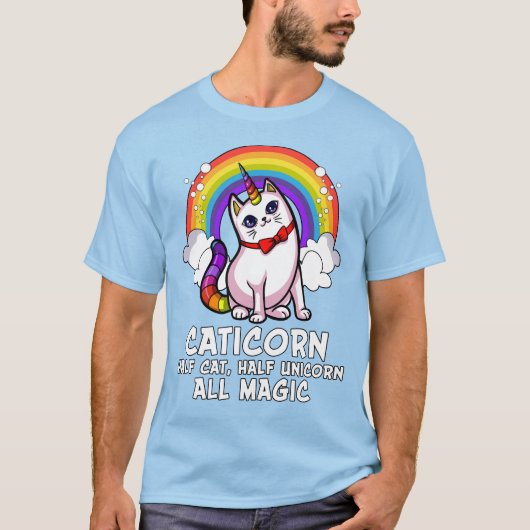 猫のユニコーンの魔法のCaticornの子ネコの虹ペット Tシャツ (正面)