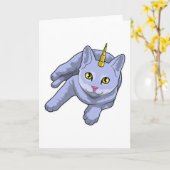 猫のユニコーン カード (黄色い花)