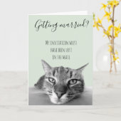 猫のユーモアから結婚 結婚 カード (黄色い花)