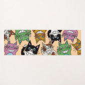 猫のヨガは猫ハローキテズボディートンを枕 ヨガマット (正面(横))