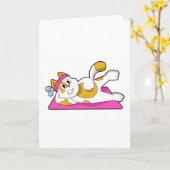 猫のヨガストレッチングエクササイズ カード (黄色い花)