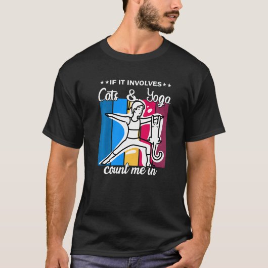 猫のヨガポーズ ヨガタイム 1 Tシャツ (正面)