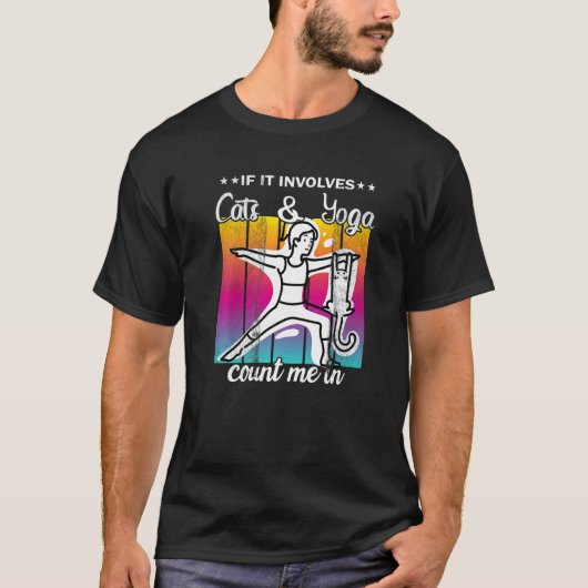 猫のヨガポーズ ヨガタイム Tシャツ (正面)
