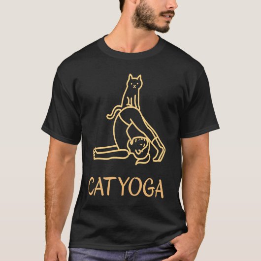 猫のヨガポーズ 瞑想 エクササイズ ウォーキング Tシャツ (正面)
