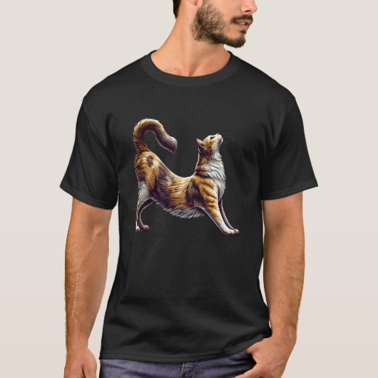 猫のヨガポーズ Tシャツ (正面)