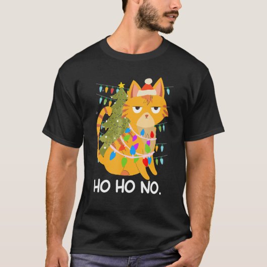 猫のライトチェーンモミの木の猫の所有者 Tシャツ (正面)