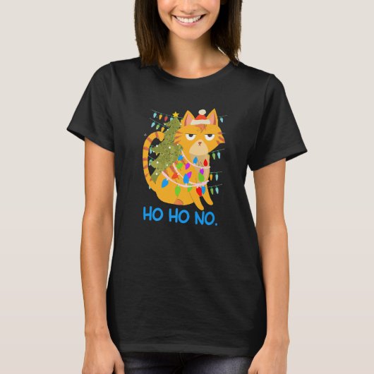 猫のライトチェーンモミの木の猫の所有者 Tシャツ (正面)