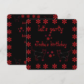 猫のラインアート 招待状 (正面/裏面)