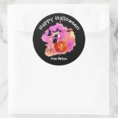 猫のラウンドスティック付きサッシークラシックハロウィーン魔女 ラウンドシール (バッグ)