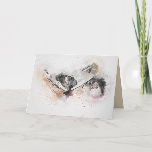 猫のリラックスあいさつカード カード (正面)