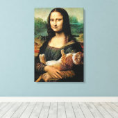猫のレオナルド・ダ・ヴィンチを抱えたモナ・リサ キャンバスプリント (インサイチュ (ウッドフロア))
