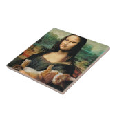 猫のレオナルド・ダ・ヴィンチを抱えたモナ・リサ タイル (側面)