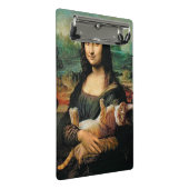 猫のレオナルド・ダ・ヴィンチを抱えたモナ・リサ ミニクリップボード (アングル)