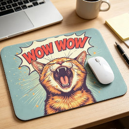 猫のレトロポップアート おもしろ オフィスマウスパッド マウスパッド