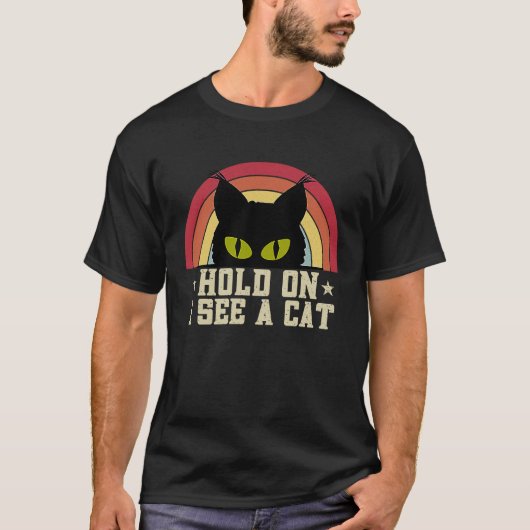 猫のレトロ猫が動揺して Tシャツ (正面)