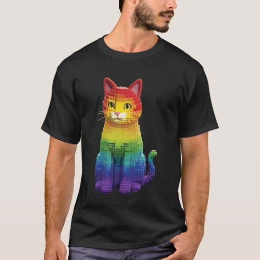 猫のレンガブロックビルダー Tシャツ (正面)