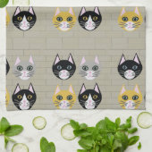 猫のレンガ キッチンタオル (折り畳み)
