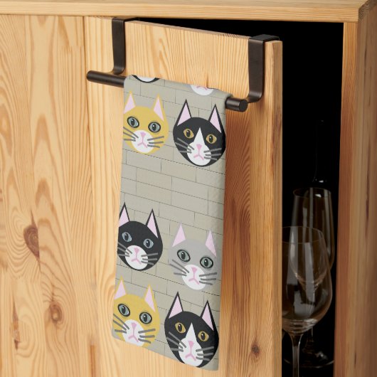猫のレンガ キッチンタオル (三つ折り)