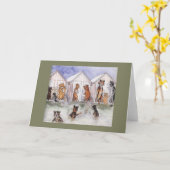 猫のヴィンテージカード カード (黄色い花)