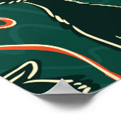 猫のヴィンテージ落書きシームレスパターン ポスター (角)