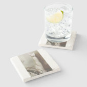 猫のヴィンテージ アートデコ フェリーヌ スタイリッシュ ナチュラル ストーンコースター (横)