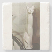 猫のヴィンテージ アートデコ フェリーヌ スタイリッシュ ナチュラル ストーンコースター (正面)