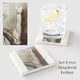 猫のヴィンテージ アートデコ フェリーヌ スタイリッシュ ナチュラル ストーンコースター