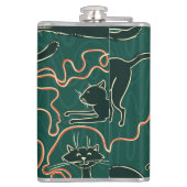猫のヴィンテージ: Doodleシームレスパターン フラスク (裏面)