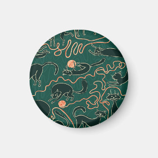 猫のヴィンテージ: Doodleシームレスパターン マグネット