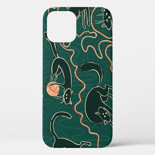猫のヴィンテージ: Doodleシームレスパターン Case-Mate iPhoneケース (裏面)