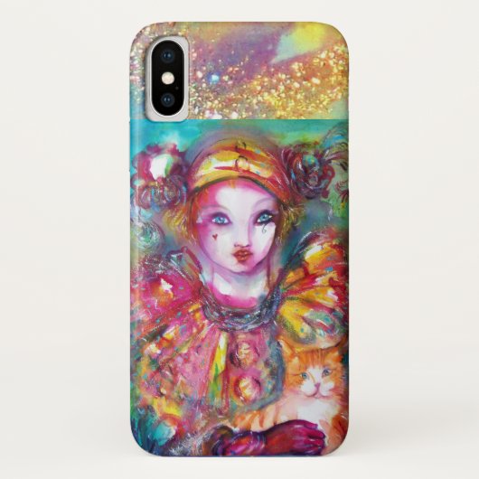 猫のヴェネツィアの仮装マスクを使用したピエロ Case-Mate iPhoneケース (裏面)
