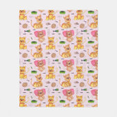 猫の一日の生活は面白い フリースブランケット (正面)