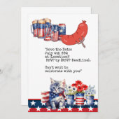 猫の七夕独立記念日バーベキュー・パーティー 招待状 (正面/裏面)